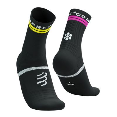 Ponožky Compressport Pro Marathon Socks V2.0 - black/yellow/pink